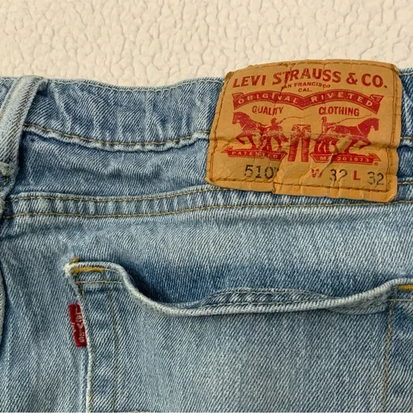 Levi’s 510 Men's 32x32 Skinny Jeans Distressed White Oak Cone Denim Light Wash - Picture 3 of 16